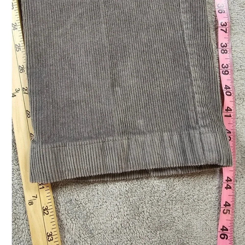 LL Bean Mens Grey Corduroy Pants Straight Leg Wide Wale Cotton Trousers 32x31
